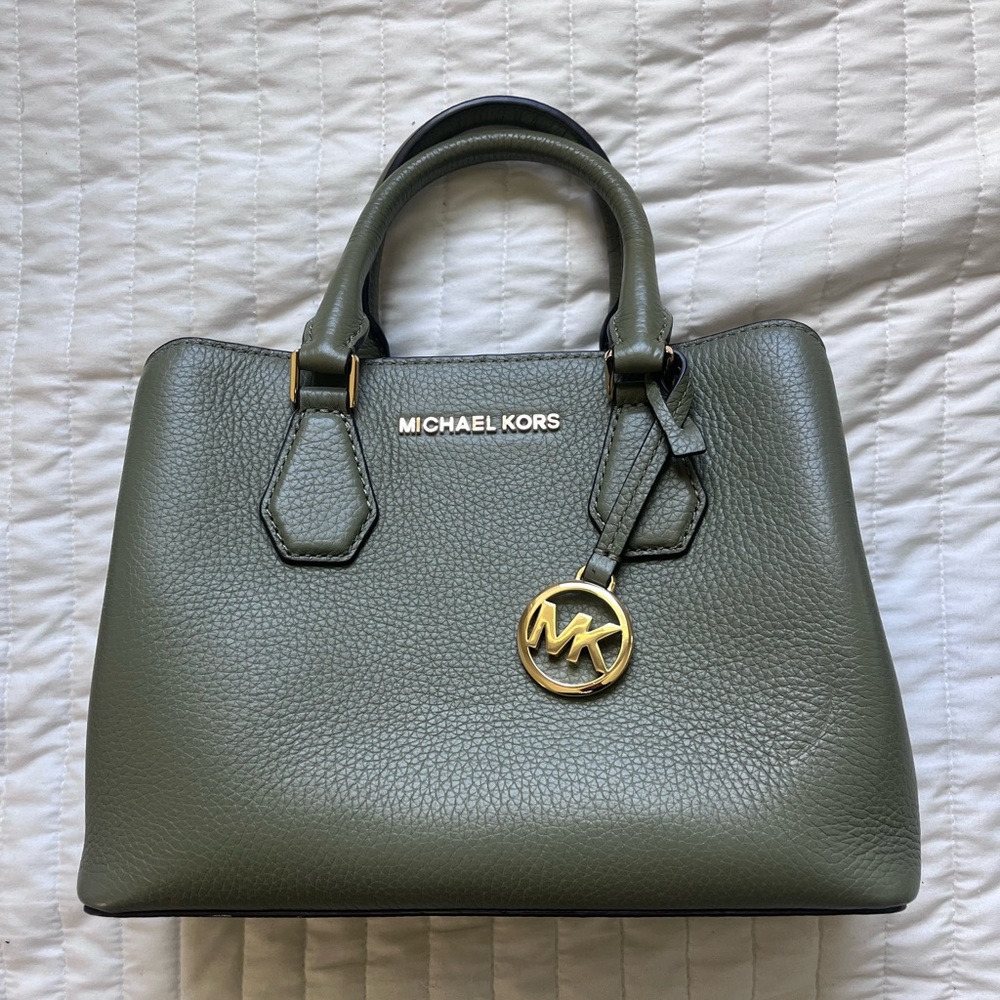 Michael Kors Green Satchel with Gold Hardware